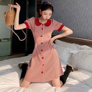 Plaid Single-breasted Midi Skirt