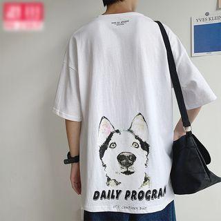 Dog Elbow-sleeve T-shirt