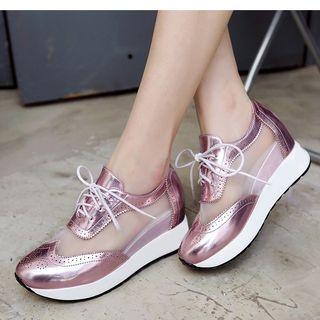 Sheer Panel Wing-tip Platform Oxfords