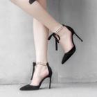 Faux Crystal Pointed High-heel Pumps