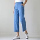 Band-waist Wide-leg Denim Jeans