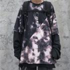 Panel Sleeve Tie-dyed Round Neck Pullover