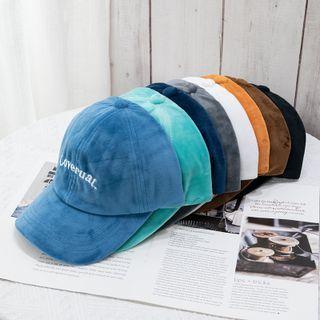 Lettering Embroidered Velvet Baseball Cap