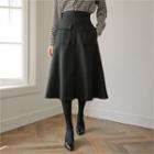 Flap-pocket A-line Midi Skirt