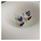 Heart Glaze Alloy Open Hoop Earring 1 Pair - Earring - Silver Pin - Silver - One Size