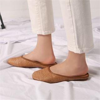 Round-toe Woven Rattan Mules