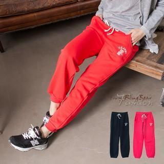 Drawstring Lettering Fleece-lined Sweatpants