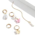 Set Of 5 : Butterfly / Faux Pearl / Alloy Earring (assorted Designs) 5 Pair - Gold - One Size
