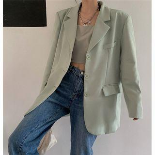 Plain Blazer Light Green - One Size
