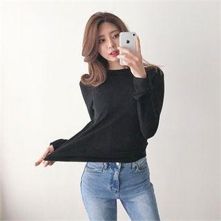 Crewneck Wool Blend Plain T-shirt