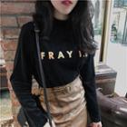 Velvet Mock Neck Long-sleeve T-shirt