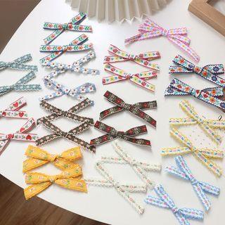 1 Pair Set: Embroidered Ribbon Hair Clip (various Designs)