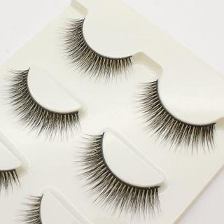 False Eyelashes - 3d-01 Set Of 3 Pairs - Black - One Size