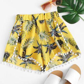 Asymmetric Floral Shorts