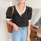 Short-sleeve Dotted Shirt Dots - One Size