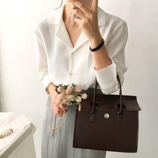 Open Collar Chiffon Shirt