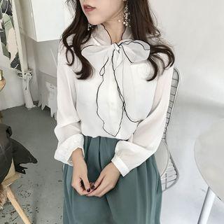 Bow-accent Long-sleeve Blouse