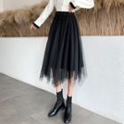 Mesh Knit Midi A-line Skirt