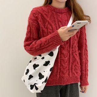 Milk Cow Print Canvas Tote Bag / Drawstring Backpack