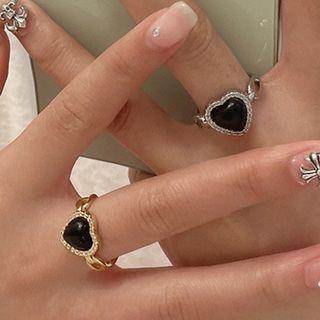 Heart Acrylic Alloy Open Ring
