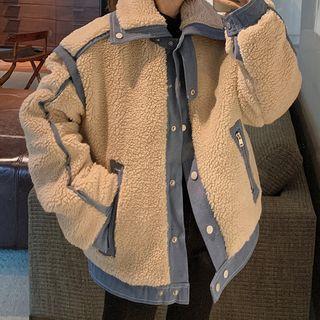 Furry Denim Jacket As Shown In Figure - One Size