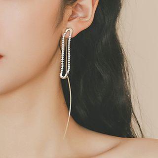 Rhinestone Pin Drop Earring 925 Sterling Silver - As Shown In Figure - One Size