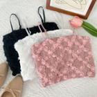 Flower-accent Slim-fit Crop Top