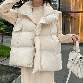 Sleeveless Plain Padded Vest / High-neck Long-sleeve Plain Knit Dress