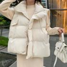 Sleeveless Plain Padded Vest / High-neck Long-sleeve Plain Knit Dress
