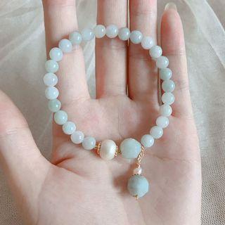 Gemstone Bead Bracelet Light Green - One Size