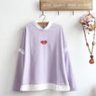 Long-sleeve Strawberry Embroidery T-shirt