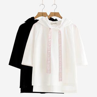 Short-sleeve Lettering Strap Hoodie