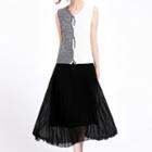 Set: Sleeveless Knit Top + A-line Midi Skirt
