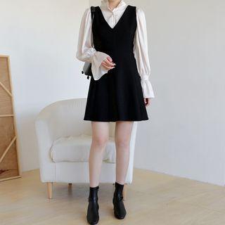 V-neck Flared Pinafore Dress