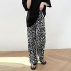 High-waist Leopard Printed Straight-cut Pants As Shown In Figure - One Size