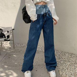 Mock Two-piece Straight-leg Jeans