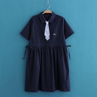 Plain Tie-neck Dress