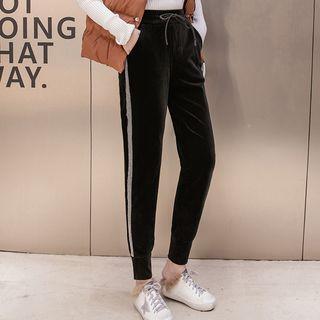 Contrast-trim Velvet Jogger Pants