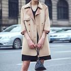 3/4-sleeve Belted Trench Coat