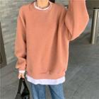 Long-sleeve Plain Fleece Sweatshirt