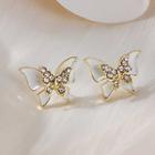 Butterfly Rhinestone Alloy Earring 1 Pair - E5551 - Gold - One Size