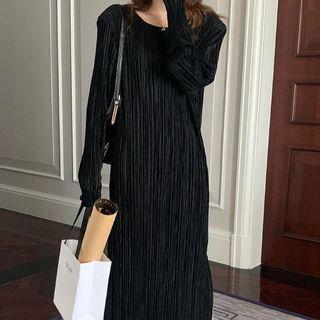 Long-sleeve Side-slit Maxi Dress