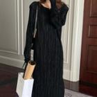 Long-sleeve Side-slit Maxi Dress