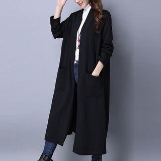 Plain Open Front Long Coat