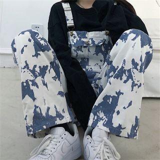 Dye Print Denim Jumper Pants