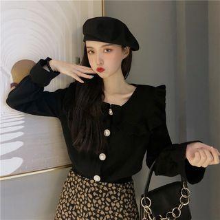 Ruffled Flared-cuff Cardigan