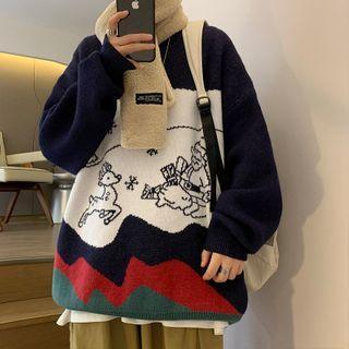 Color-block Christmas Sweater