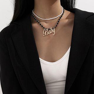 Faux Pearl Necklace 1375 - Gold - One Size