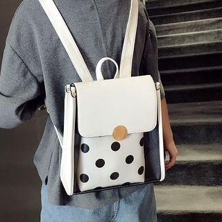 Clear Panel Flap Top Backpack + Polka Dot Zipper Bag