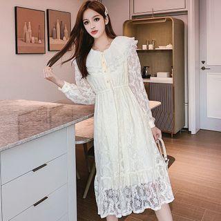 Peter Pan-collar Lace A-line Long Dress